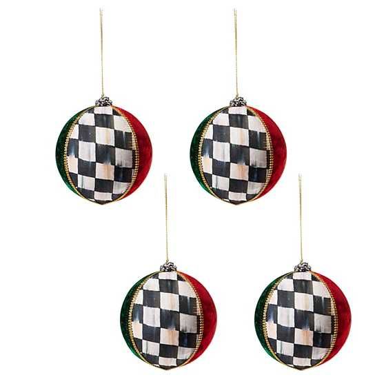 Velvet Patchwork Ball Ornaments - Large - Set of 4 | MacKenzie-Childs
