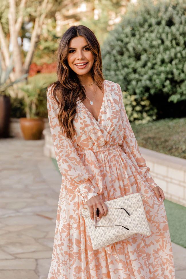My Dearest Darling Peach Floral Maxi Dress FINAL SALE | The Pink Lily Boutique
