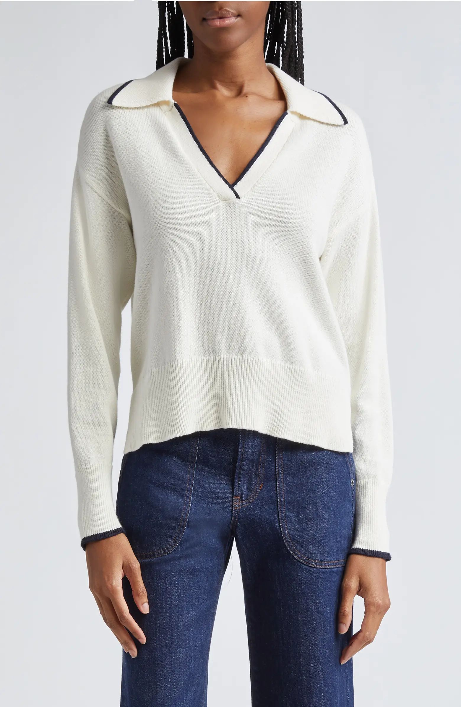 Veronica Beard Koko Johnny Collar Polo Sweater | Nordstrom | Nordstrom