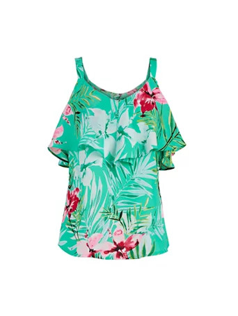 ruffled cold-shoulder top -7th avenue | New York & Company