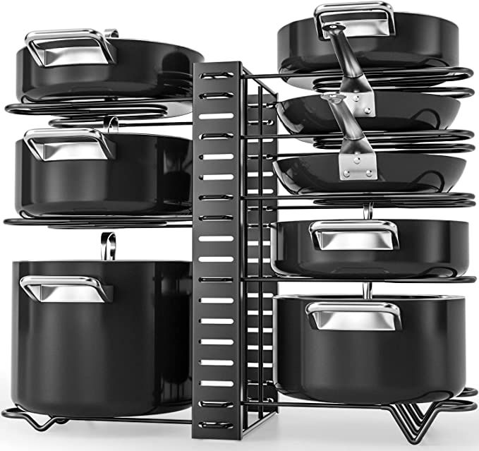 Pot Rack Organizers, G-TING 8 Tiers Pots and Pans Organizer for Kitchen Organization & Storage, A... | Amazon (US)