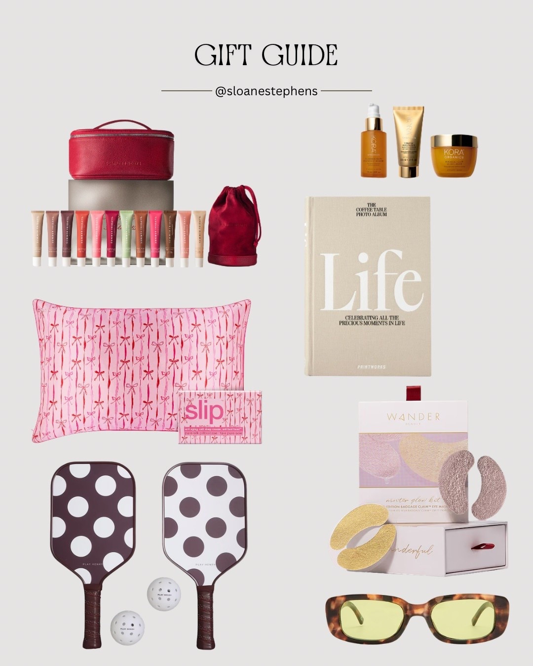Gift Guide favorites! 🎾🧴
• Summer Fridays: The iconic Lip Butter Balm vault.
• Wander Beauty: The gold standard for under-eye masks.
• Play Henry: Aesthetic pickleball paddles for the court.
• Printworks: A "Life" coffee table book that doubles as decor.
Everything is linked in my LTK shop! 🛒✨
#ltkhome #ltkunder100 #giftguideforher #beautyessentials #pickleballislife

#LTKHoliday #LTKfitnessgoals #LTKGiftGuide