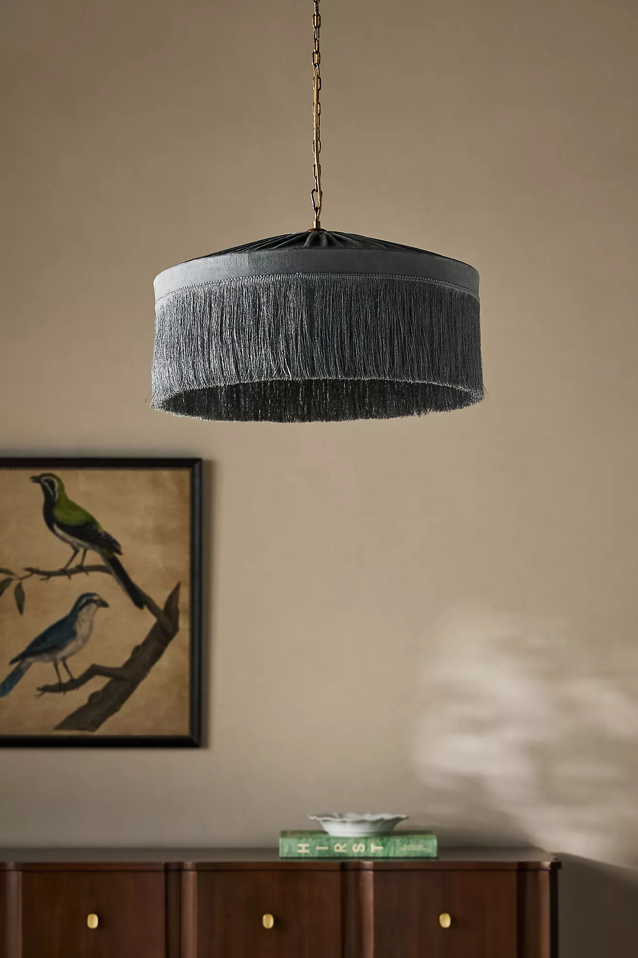 Sinclair Tassel-Fringed Velvet Pendant | Anthropologie (US)