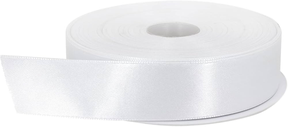 White Satin Ribbon, 1 inch x 50 Yards, Double Face Solid Color, Thick and Durable Ribbon Roll, 10... | Amazon (US)