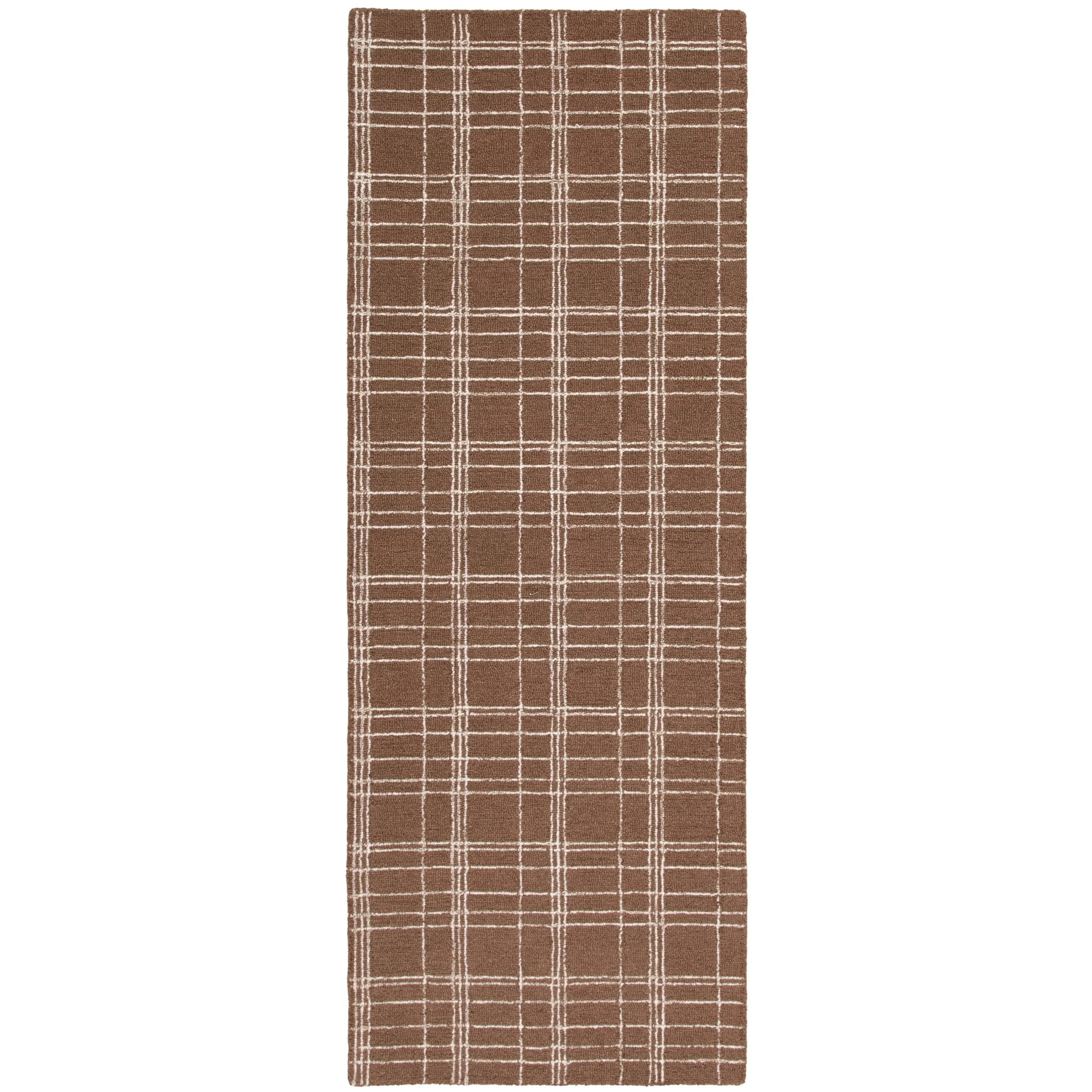 Better Homes & Gardens Brown Plaid Wool Indoor Runner Rug, 2'6"x7' | Walmart (US)