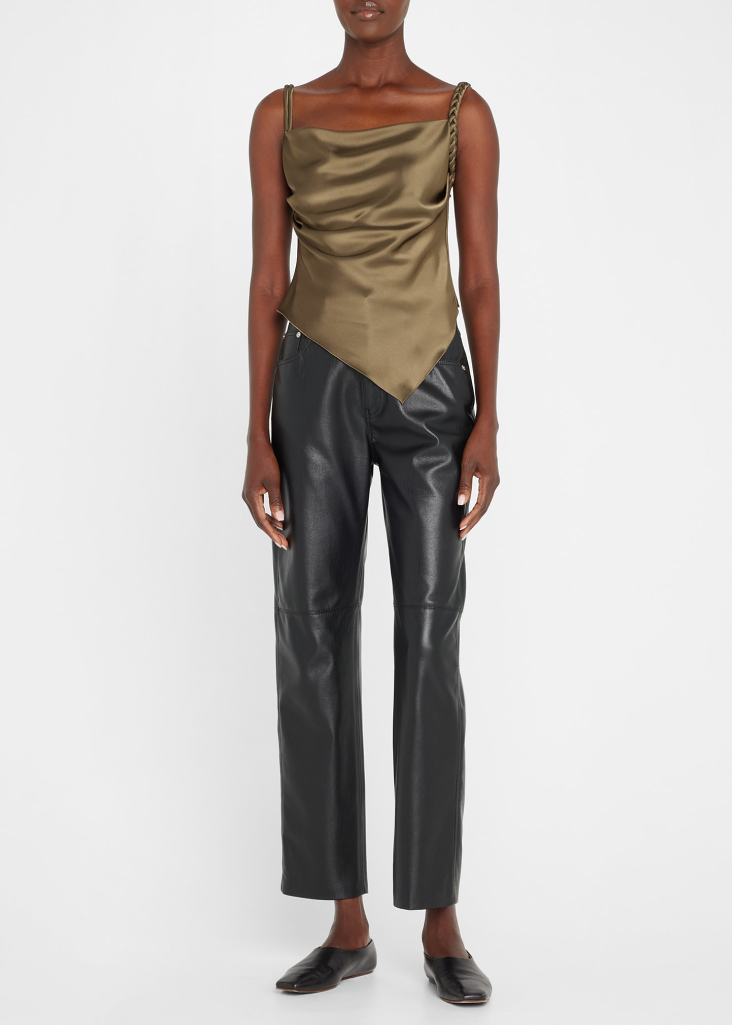 Stina Satin Draped Crop Top with Self-Tie Back | Bergdorf Goodman