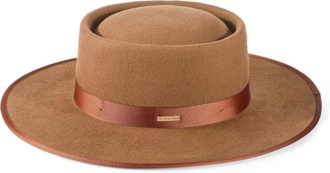 Fedora for Women Wool Felt Boater Hat Flat Top/Pork Pie Style Wide Brim Adjustable Vintage Classi... | Amazon (US)