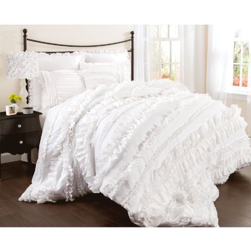 Lush Decor Belle 4 Piece Comforter Set, Queen, White | Amazon (US)