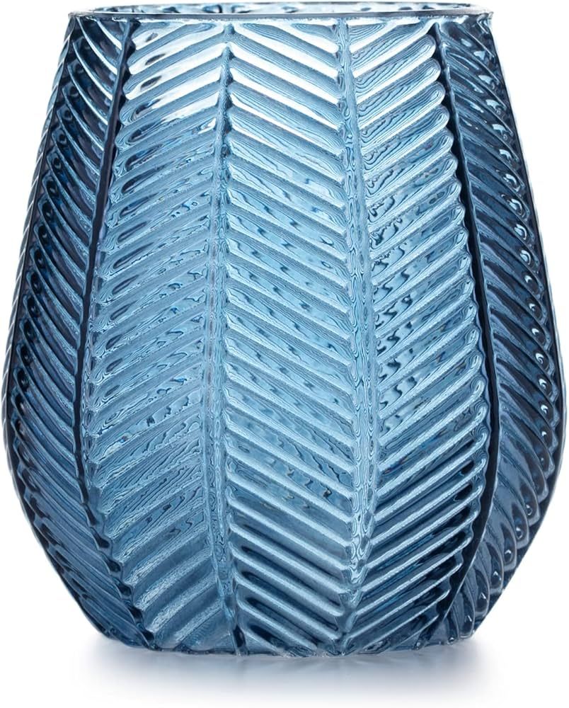 AmeliaHome Vase 15,5x19,5 cm Dekovase Tischvase aus Glas Dekoration Vitoria Dunkelblau | Amazon (DE)