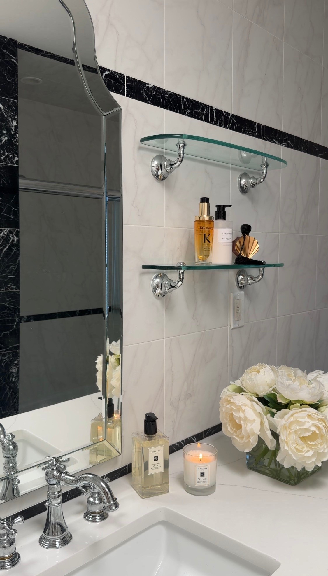 Bathroom, accessories, polished, nickel faucet, hair, products, oil, ￼Dior hand cream, lotion, candle, luxury. Sephora sale.

#LTKBeauty #LTKHome #LTKselfcare