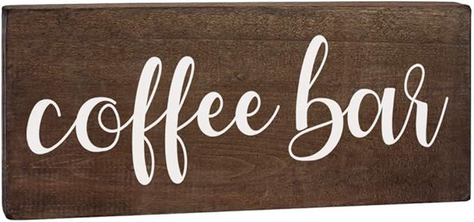 Elegant Signs Coffee Bar Sign - Coffee Station Decor - Farmhouse Kitchen Plaque 5.5x12 Rustic Woo... | Amazon (US)