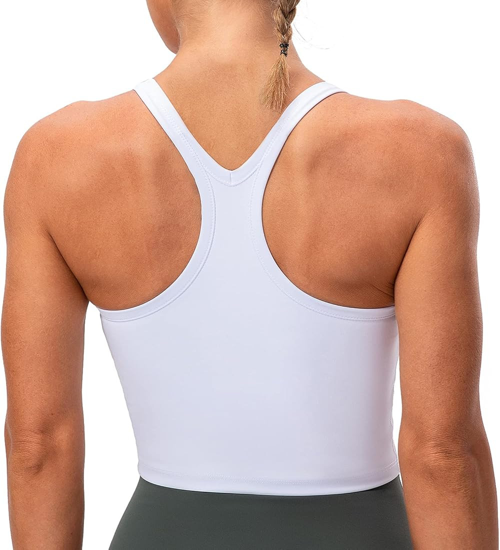 Lavento Women's Racerback Sports Bra Yoga Crop Top with Built in Bra | Amazon (US)