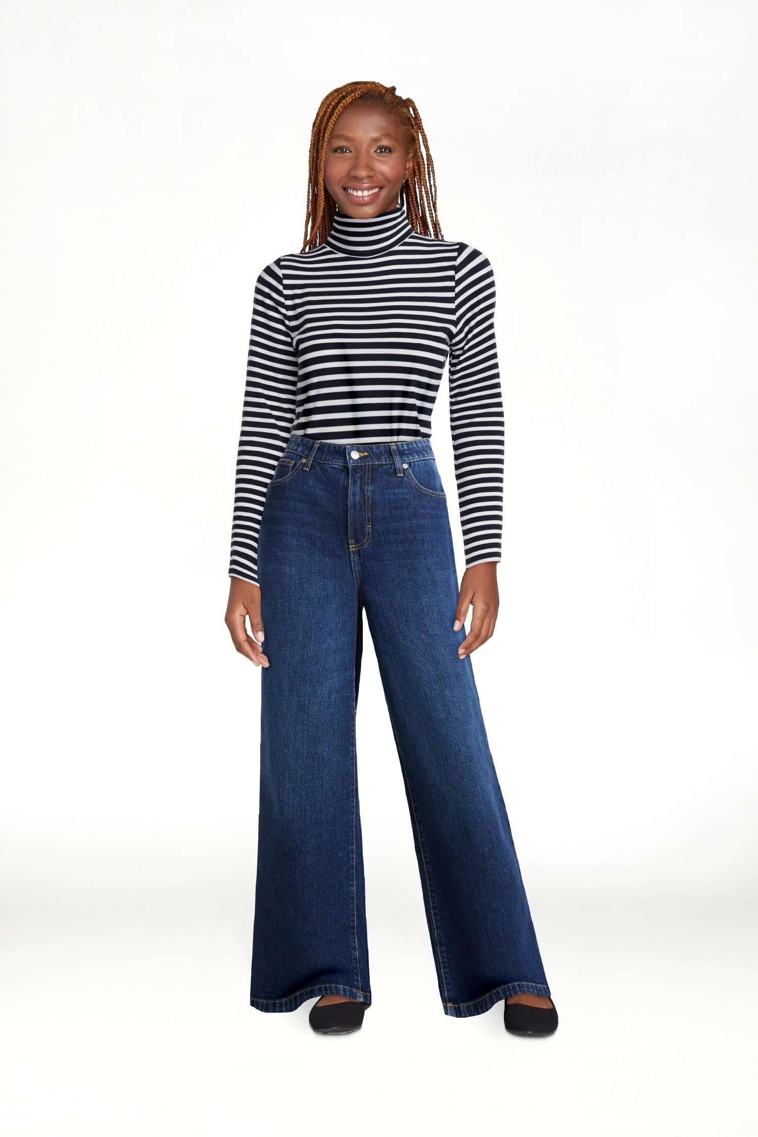 Free Assembly Women's High Rise Full Length Wide Leg Jeans, 30" Inseam, Sizes 0-26W | Walmart (US)