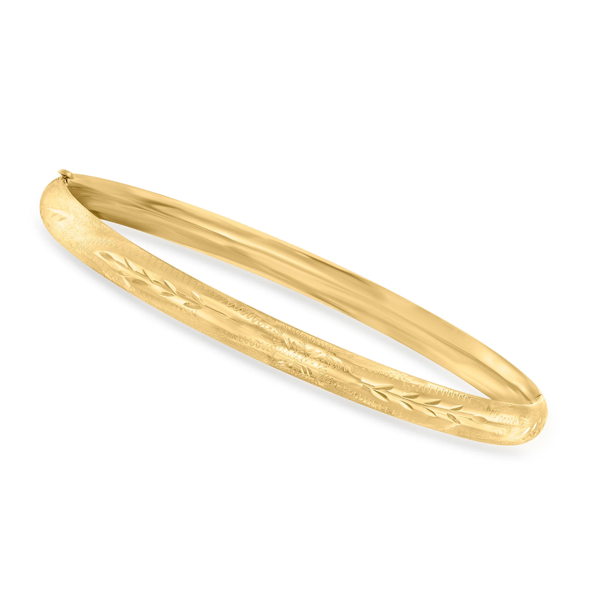 Canaria 10kt Yellow Gold Leaf-Pattern Bangle Bracelet | Shop Simon