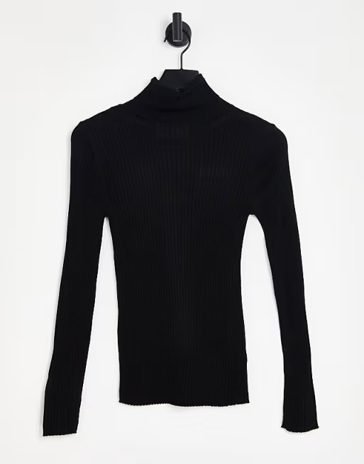 Selected costina knit rib rollneck jumper in black | ASOS (Global)