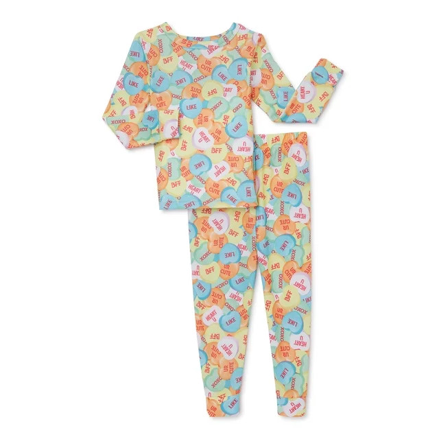 Sweethearts Toddler Unisex Valentine's Day Pajama Set, 2-Piece, Sizes 12M-5T | Walmart (US)