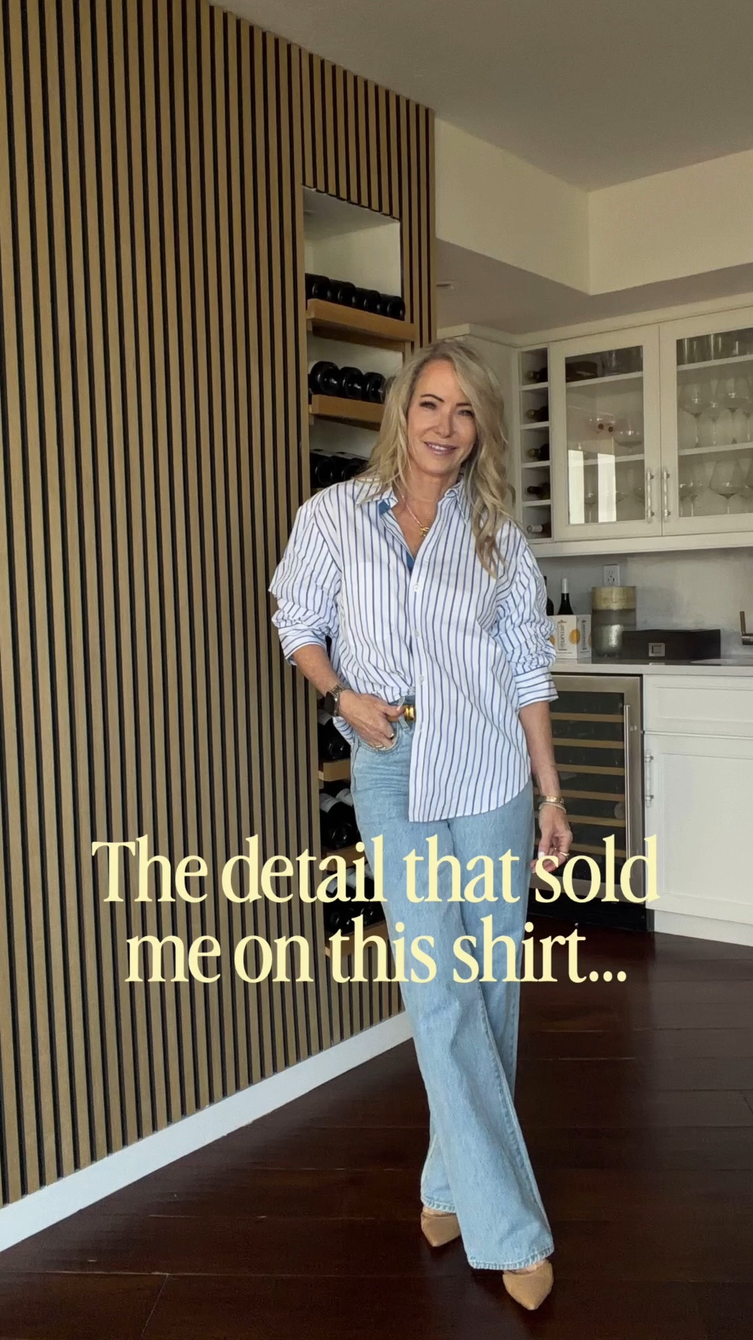 It’s the sleeves for me. This striped button-down comes with that perfectly scrunched look already built in, no constantly pushing or rolling your sleeves back up. Paired it with relaxed wide-leg denim for an easy, polished everyday look.

Shop the outfit here

#LTKgrwm #LTKOver40 #LTKootd