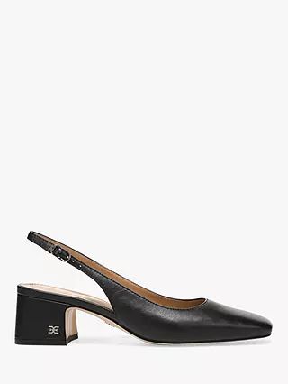Sam Edelman Terra Leather Slingback Court Shoes, Black | John Lewis (UK)