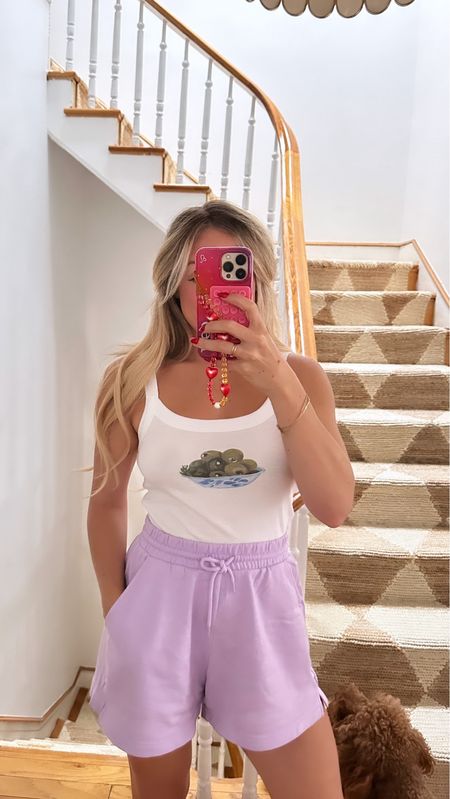 Casual summer outfit for taking Taxi for a walk 💜 wearing size small top from Lisa says gah and XS short from Old Navy

#LTKFindsUnder50 #LTKSeasonal