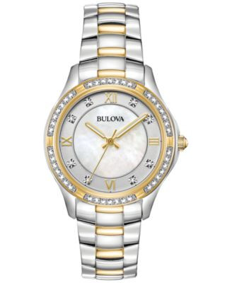 Women's Embellished Two-Tone Stainless Steel Bracelet Watch 32mm | Macy's