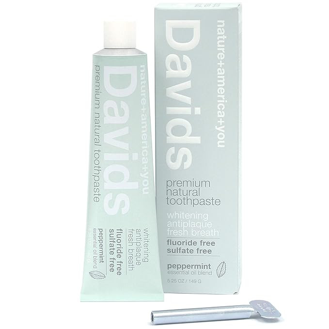 Davids Natural Toothpaste, Whitening, Antiplaque, Fluoride Free, SLS Free, Peppermint, 5.25 OZ Me... | Amazon (US)