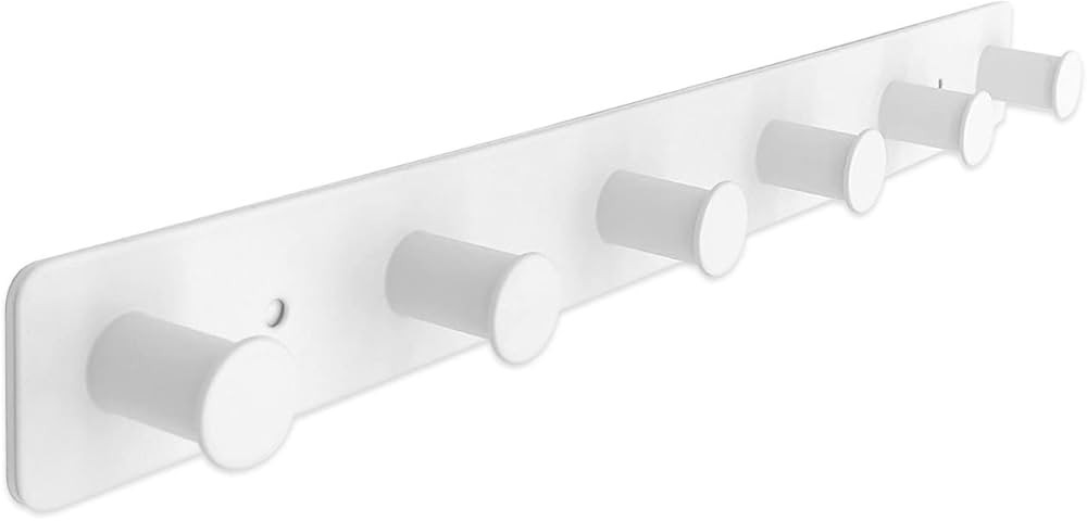 Coat Rack Wall Mounted, White Coat Hooks Adhesive & Screw in, Stainless Steel Door Hooks for Hang... | Amazon (US)