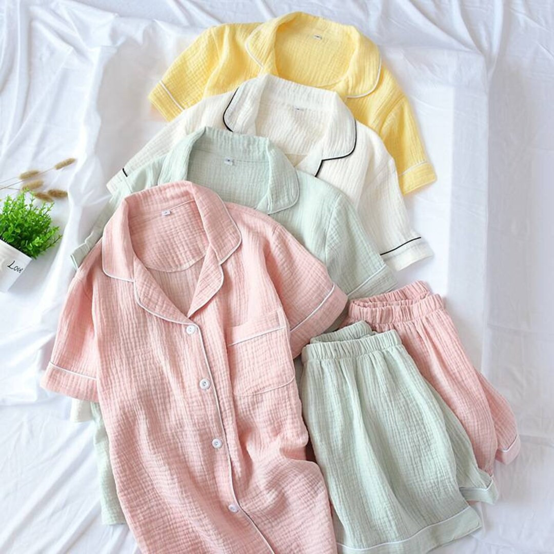 Woman's gauze pajama set|shorts pajama set|short summer homewear| Women cotton pajama set | Etsy (US)