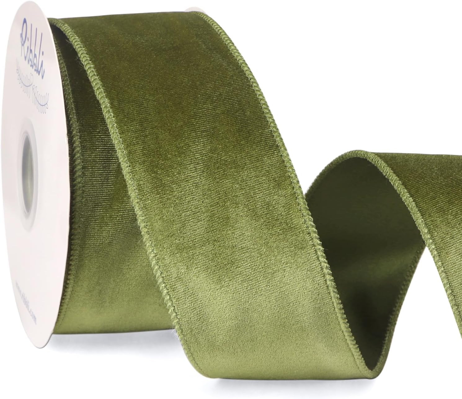 Ribbli Olive Green Velvet Wired Ribbon 2.5 Inch Velvet with Satin Christmas Ribbon for Gift Wrapping Christmas Tree Decoration Crafts Wreaths Supplies-Continuous 10 Yards | Amazon (US)