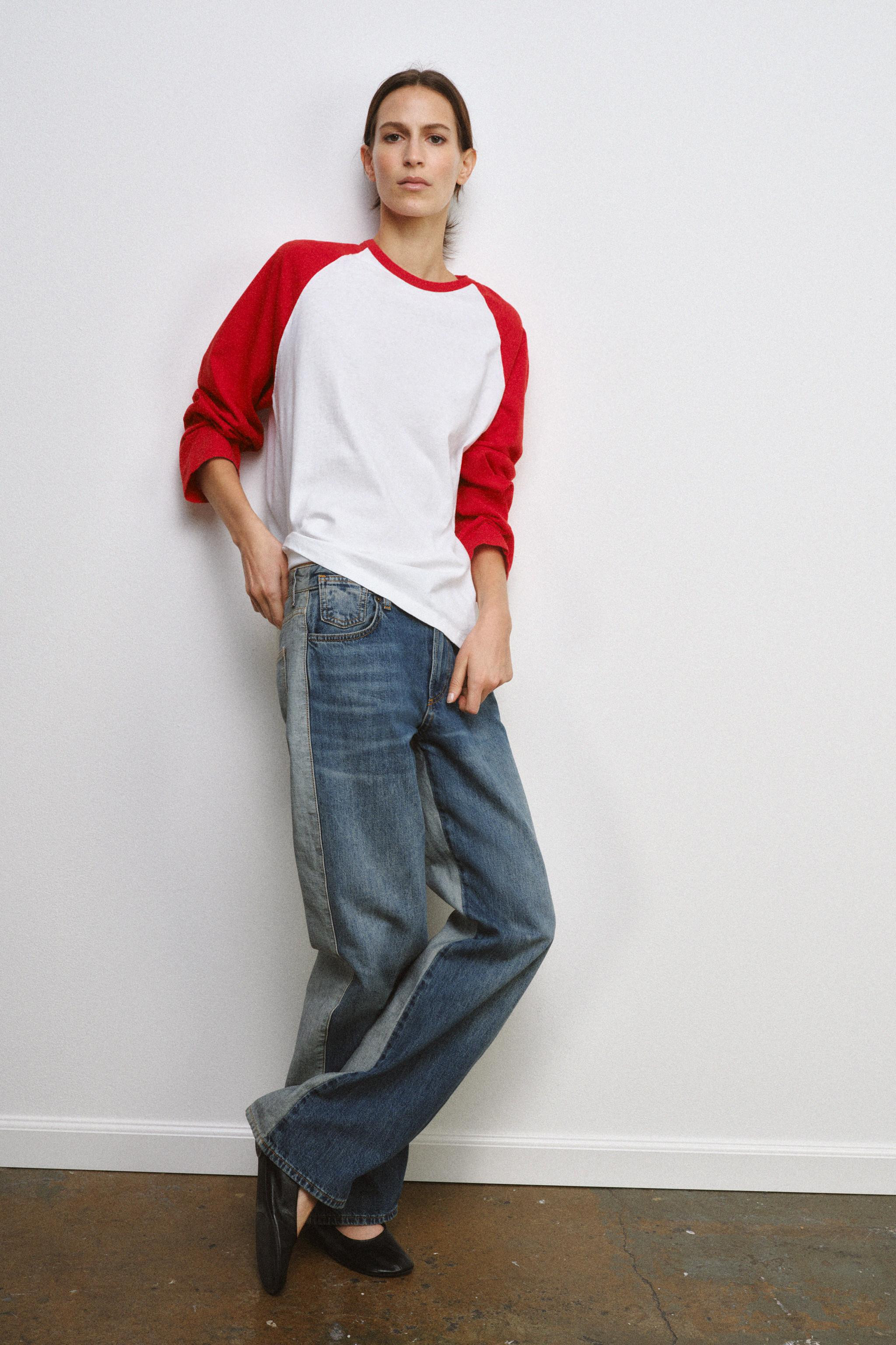 CONTRAST LONG SLEEVE T-SHIRT | Zara US