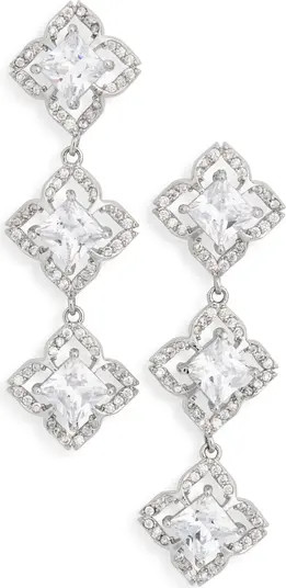 EYE CANDY LOS ANGELES Raina Cubic Zirconia Clover Linear Earrings | Nordstromrack | Nordstrom Rack