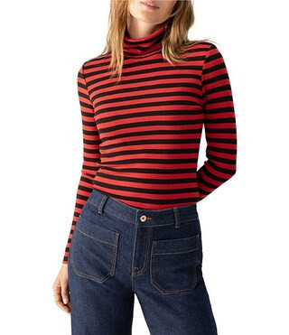 Sanctuary Rib Knit Stripe Print Turtleneck Long Sleeve Sweater Top | Dillard's | Dillard's