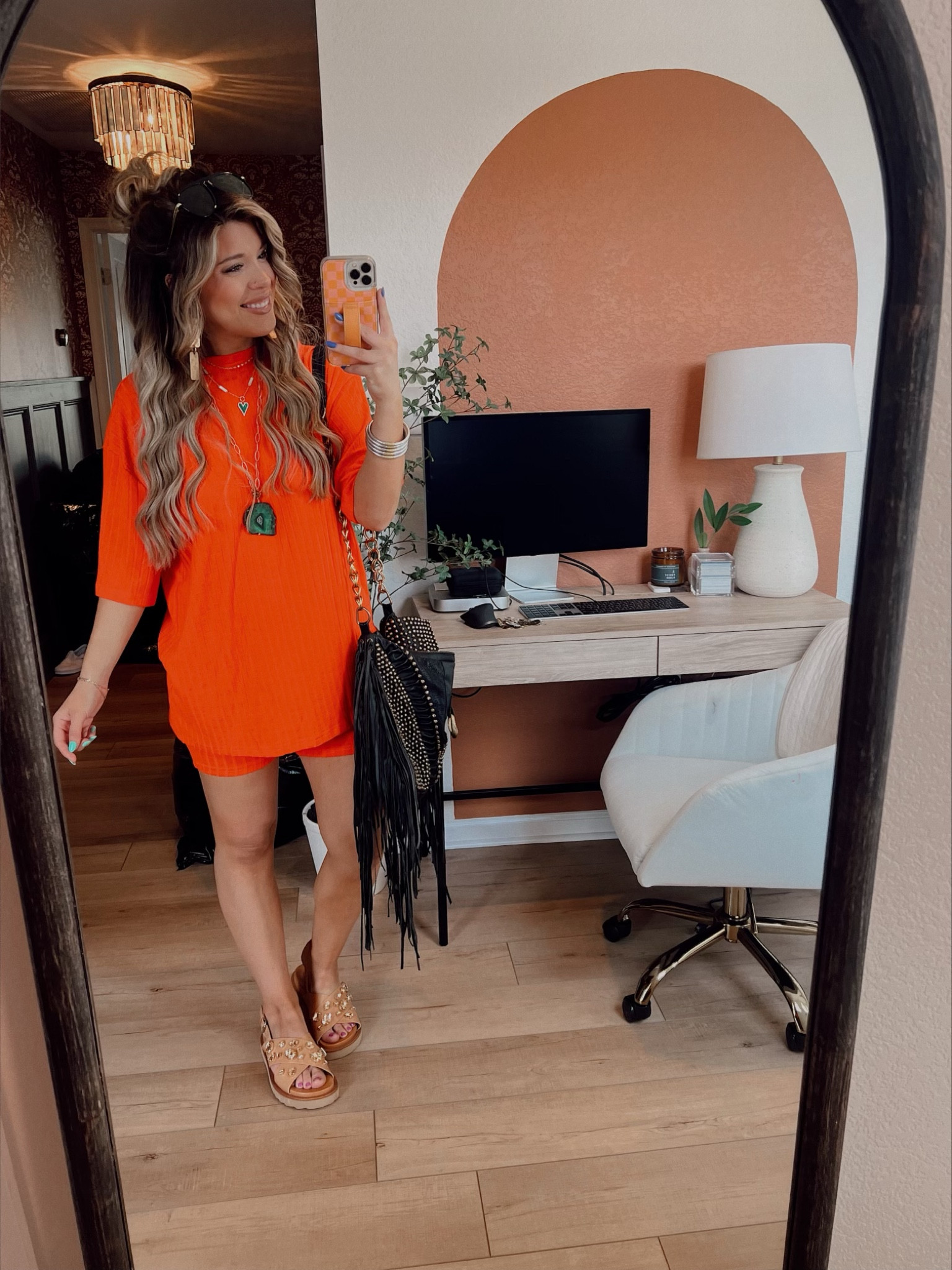 Today’s Look
Outfit Details 
Jumpsuit before getting ready- Mindy Maes Market (code CASSIDY15) 
Matching Set- Amazon
Necklaces- Goldie Lew & Off Saks 
Purse, Shoes & Sunnies- Free People
Earrings- Twisted Silver 

#LTKunder50 #LTKFind #LTKshoecrush