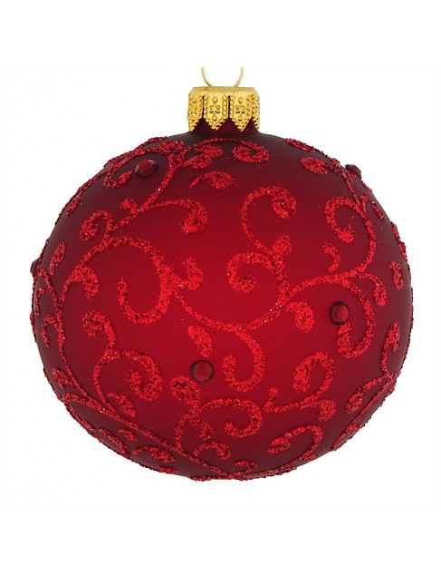 David Jones 8cm Burgundy European Glass Bauble With Ombre Branches | David Jones | David Jones (Australia & New Zealand)