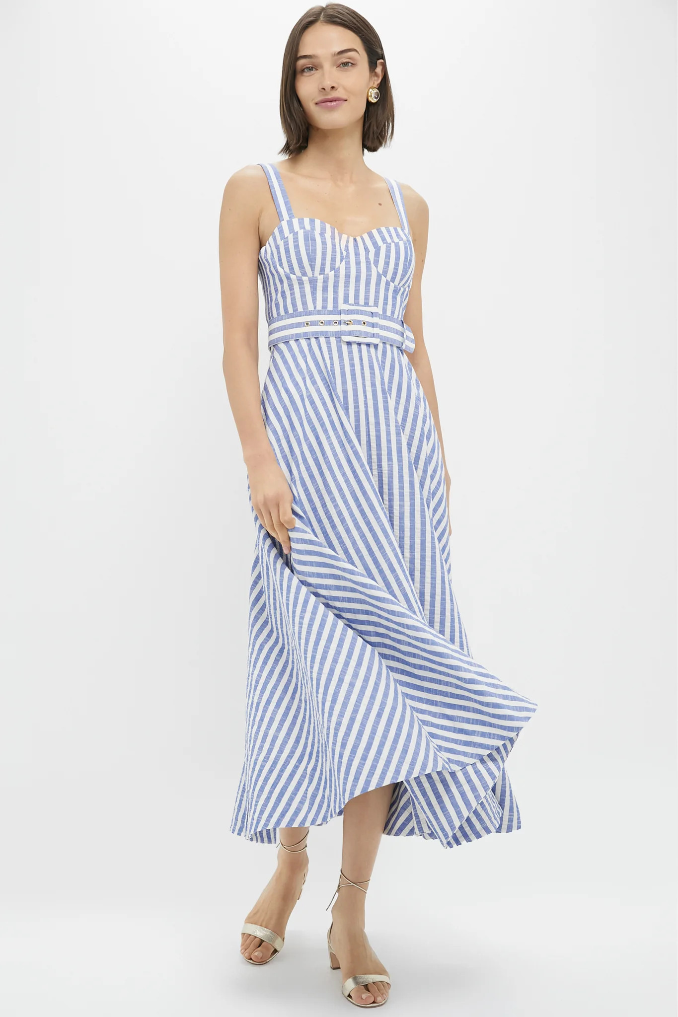 Ivory Blue Striped Seersucker Calypso Dress | Tuckernuck (US)