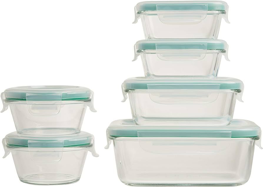 OXO Good Grips Smart Seal , 12 Piece Glass Container Set,Clear,Blue | Amazon (US)