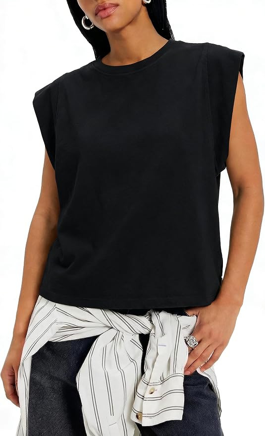 Womens Summer Cap Sleeve T Shirts Casual Loose Fit Crew Neck Solid Basic Tee Shirt Tops | Amazon (US)