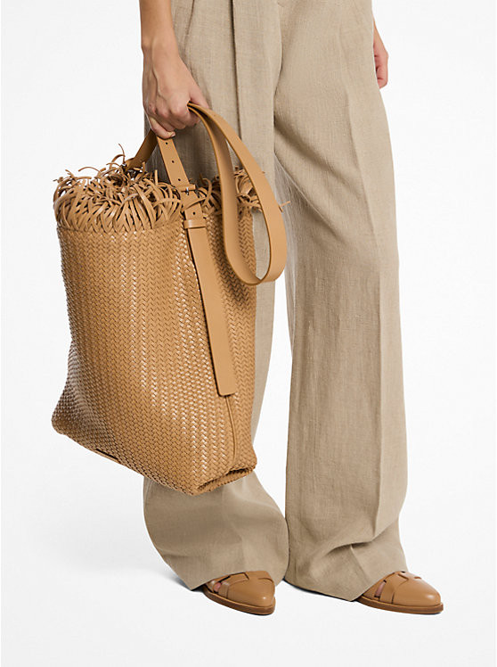 Kiera Hand-Woven Leather Hobo Bag | Michael Kors US