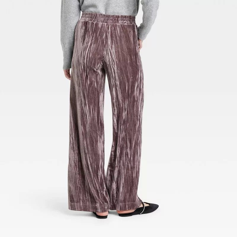 Women's High-Rise Wide Leg Velvet Pull-On Pants - A New Day™ | Target