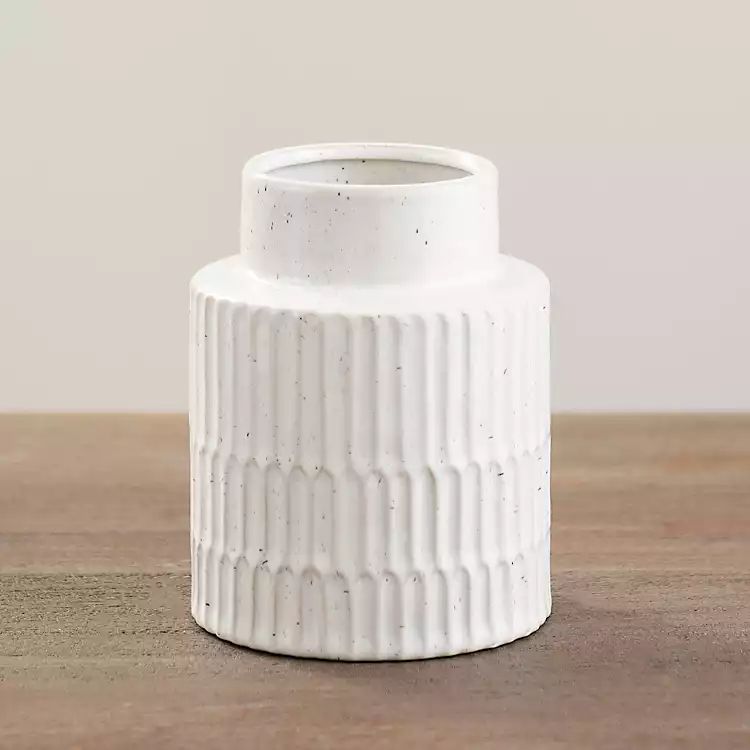 White Textured Lines Vase, 6 in. | Kirkland's Home