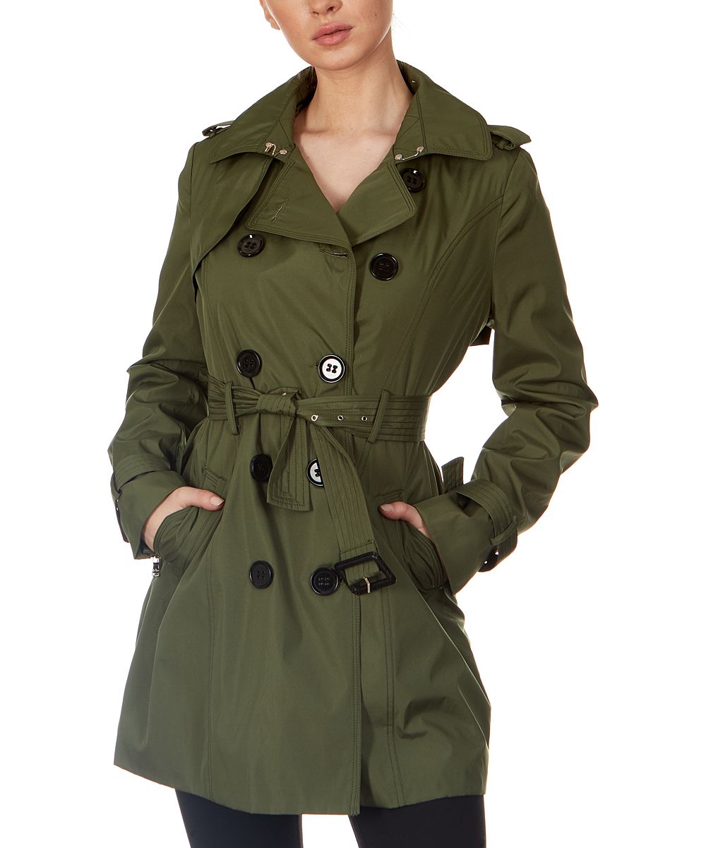 Celsius Women's Trench Coats OLIVE - Olive Trench Coat - Women | Zulily