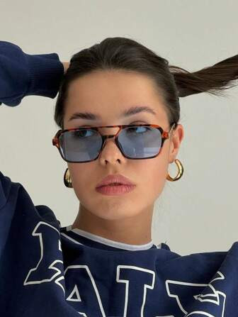 Leapord Print Frame Blue Piece | SHEIN
