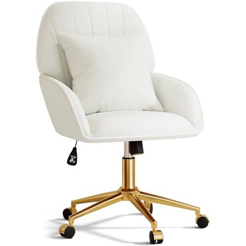 Home Office Desk Chair Comfy with Adjustable Swivel Wheels, Modern Velvet Makeup Vanity Chair wit... | Amazon (US)