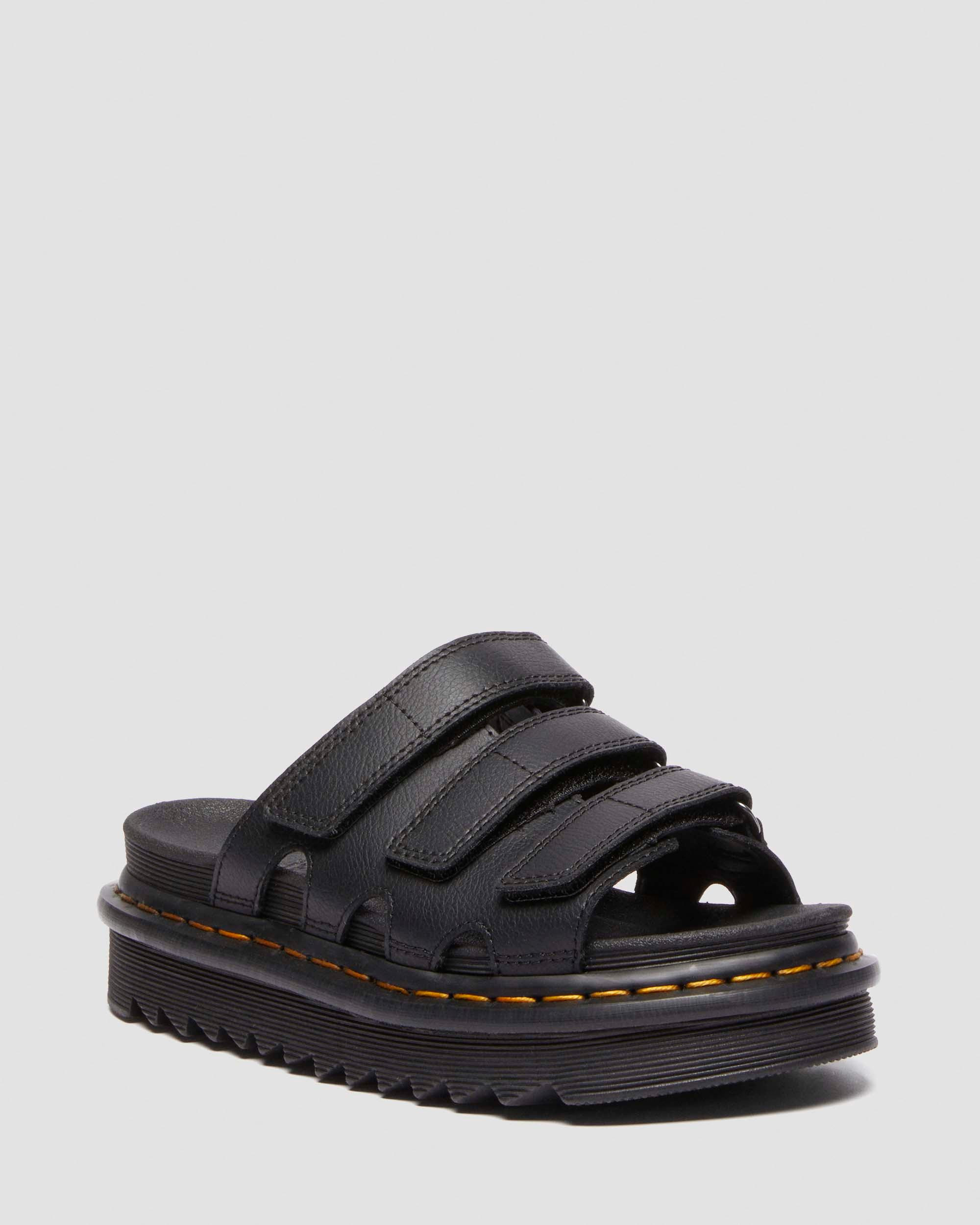 Raine Slide Athena leather sandals in Black | Dr. Martens | Dr. Martens