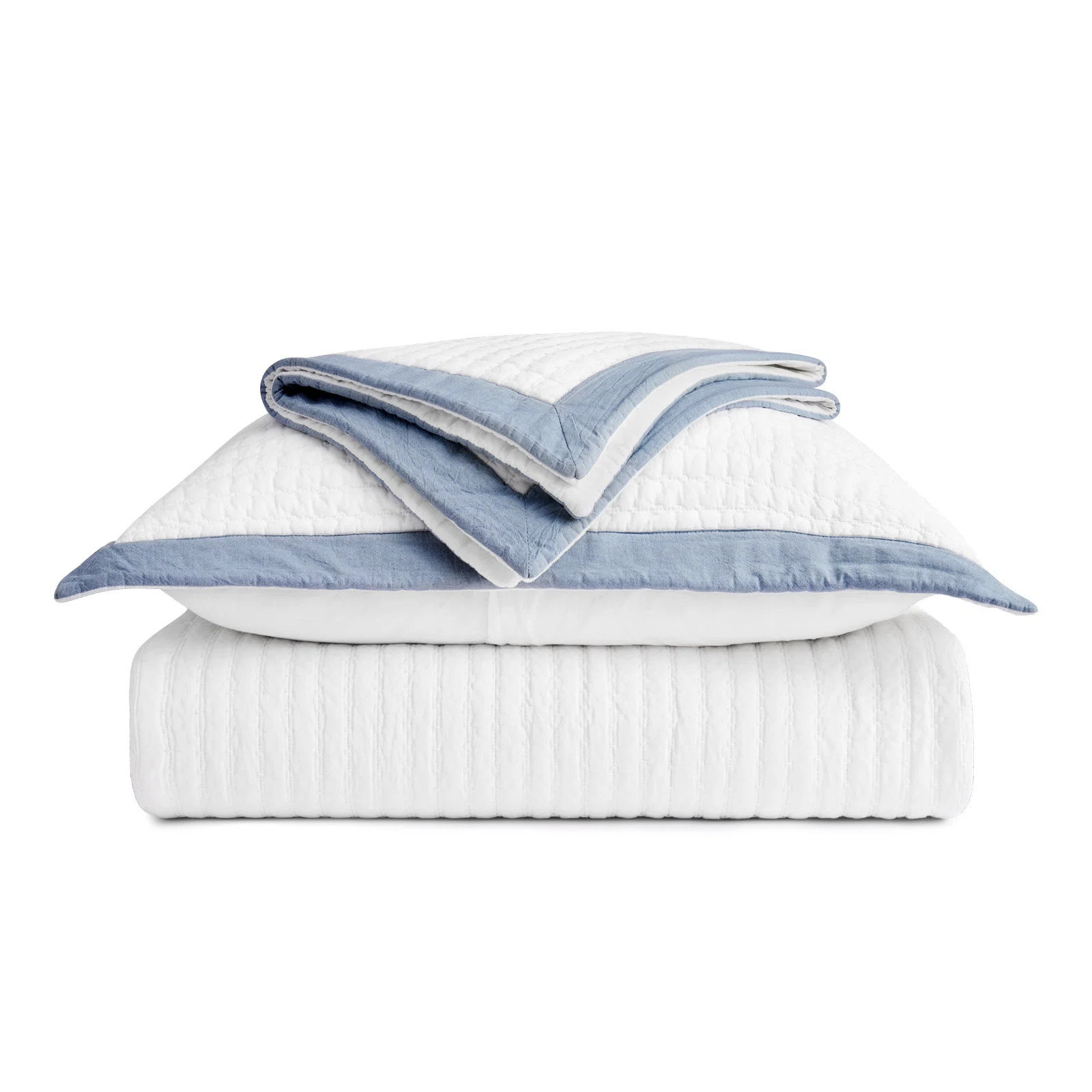 Border Frame Cotton Pick-Stitch Channel Quilt | Birch Lane