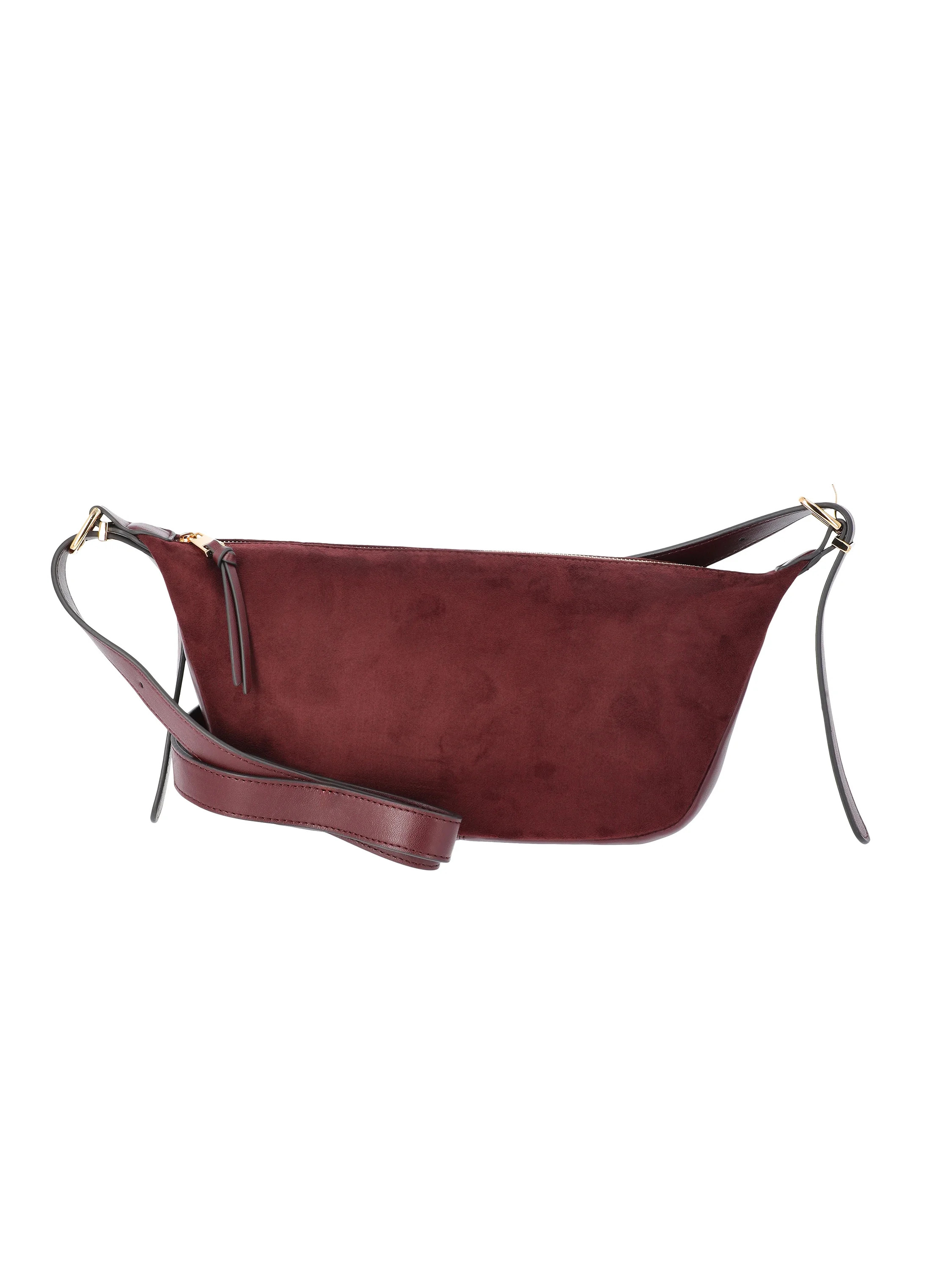 Time and Tru Women's Faux Suede Sling Crossbody Bag, Burgundy | Walmart (US)
