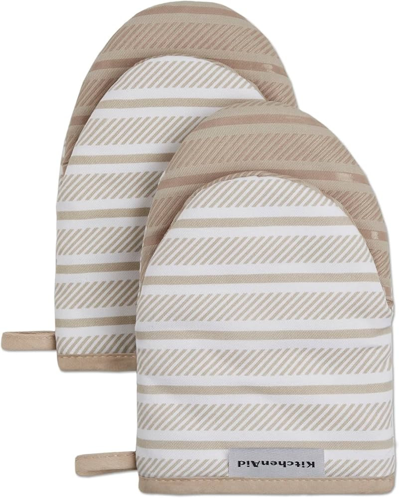 KitchenAid Albany Mini Oven Mitt 2-Pack Set, Milkshake Tan, 5.5"x8" | Amazon (US)