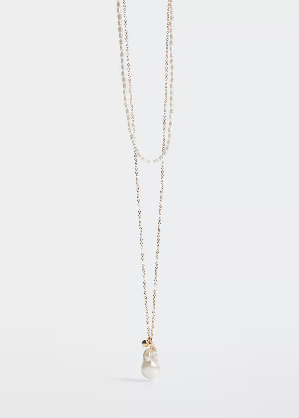 Double pearl chain necklace -  Women | Mango USA | MANGO (US)