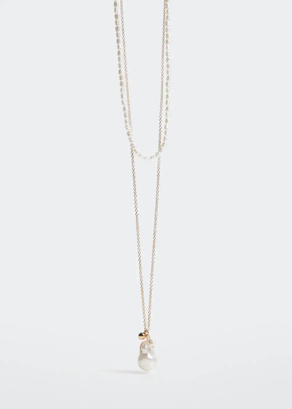 Double pearl chain necklace -  Women | Mango USA | MANGO (US)