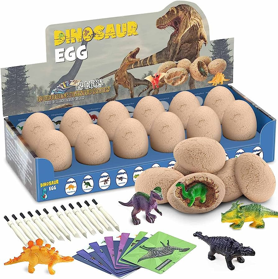 Dinosaur Toys, Dinosaur Egg Dig Kit Kids- Surprise Eggs Pack with 12 Unique Dinosaurs- Easter Egg... | Amazon (US)