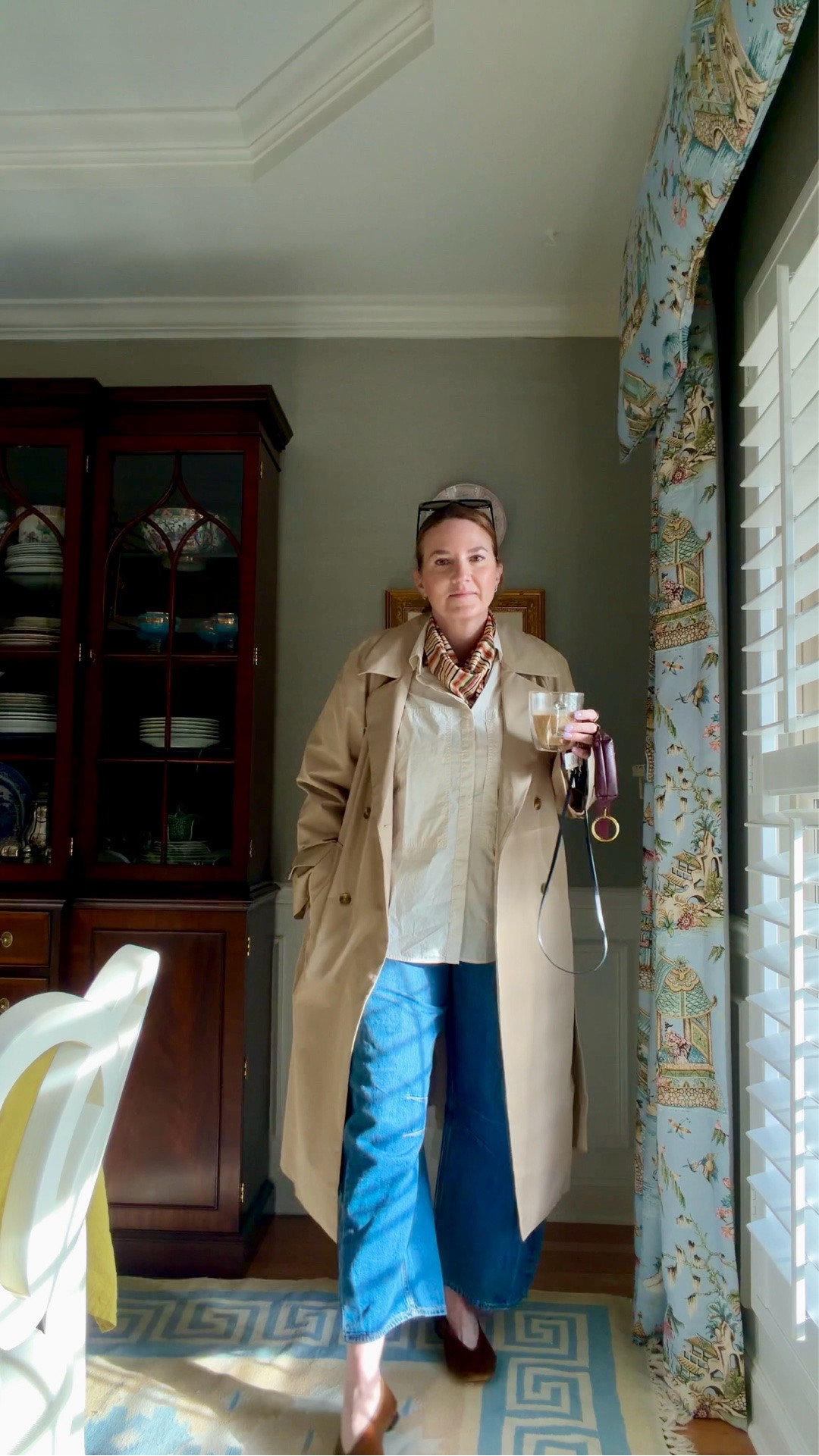 Over 40 SAHM casual everyday look 
Banana republic cotton poplin top 
High rise barrel jeans 
Neck scarf 
Velvet ballet flats that I wear all the time. 
Fav new sunnies from la specs 

#LTKSaleAlert #LTKmomlife #LTKOver40